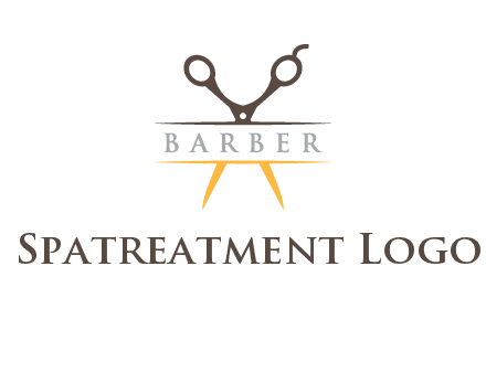 open scissors in barber logo