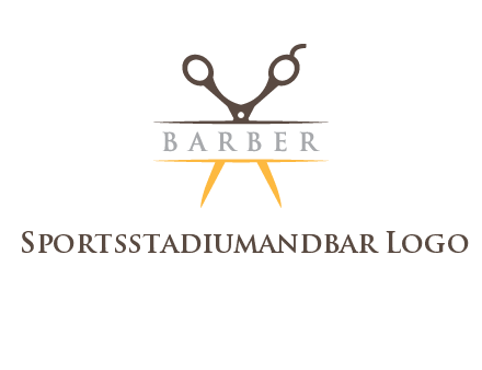 open scissors in barber logo