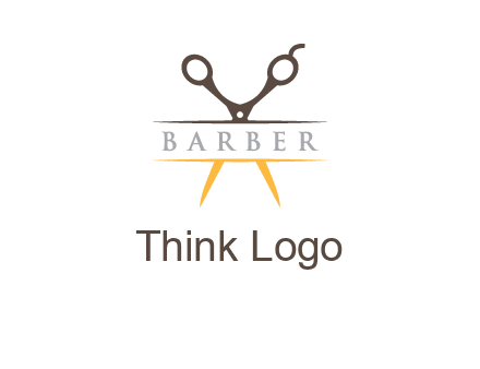 open scissors in barber logo