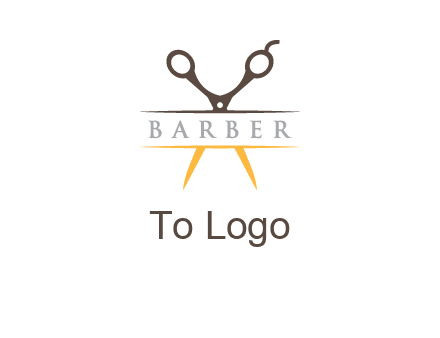 open scissors in barber logo