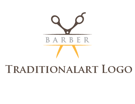 open scissors in barber logo