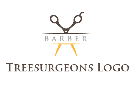 open scissors in barber logo