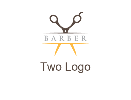 open scissors in barber logo