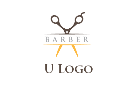 open scissors in barber logo