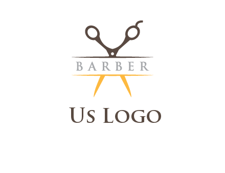 open scissors in barber logo