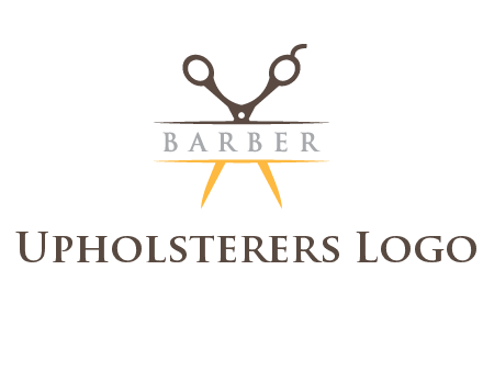 open scissors in barber logo