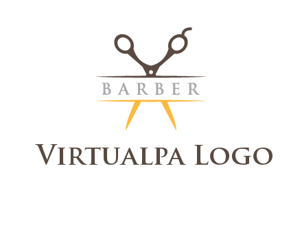 open scissors in barber logo