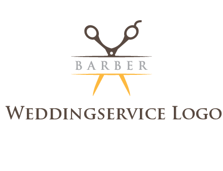 open scissors in barber logo