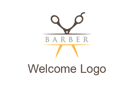 open scissors in barber logo