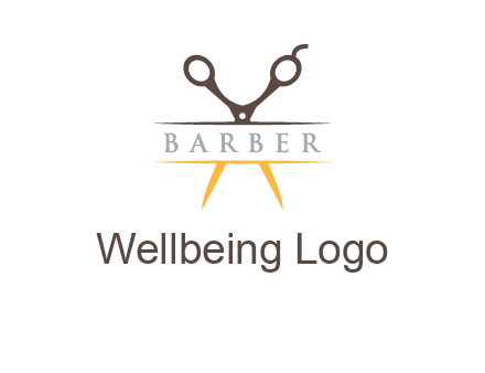 open scissors in barber logo