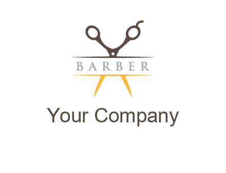 open scissors in barber logo