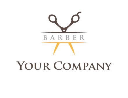 open scissors in barber logo