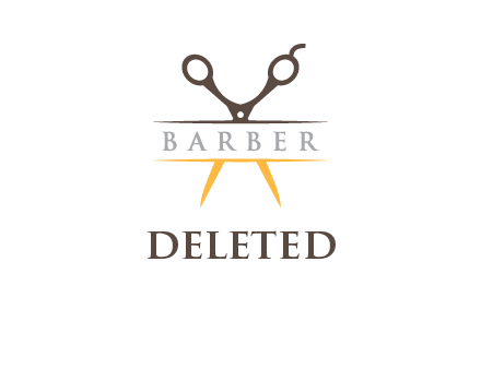 open scissors in barber logo