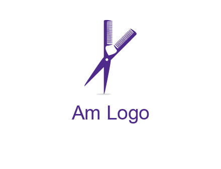 comb and scissors barber logo