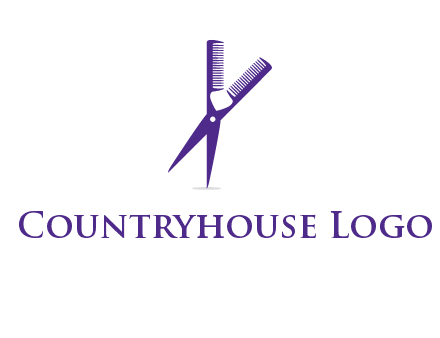 comb and scissors barber logo