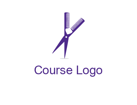 comb and scissors barber logo
