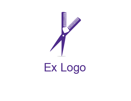 comb and scissors barber logo