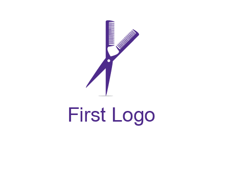 comb and scissors barber logo