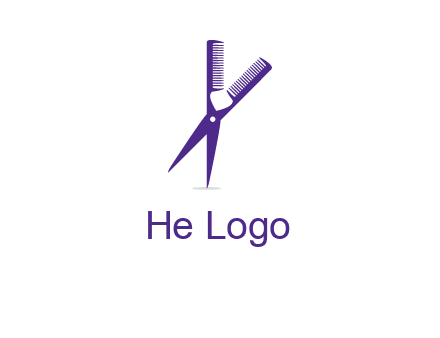 comb and scissors barber logo