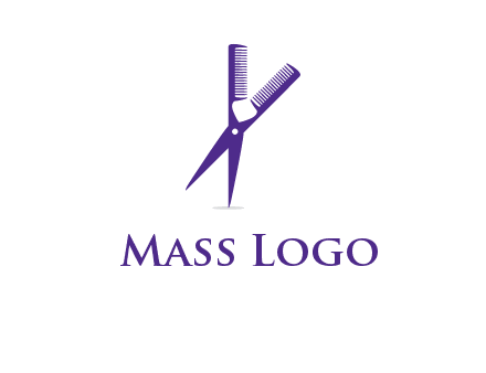 comb and scissors barber logo