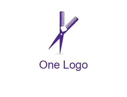 comb and scissors barber logo