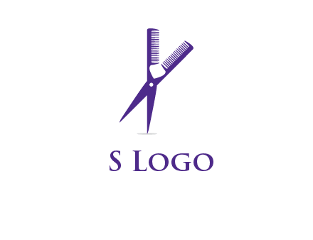 comb and scissors barber logo