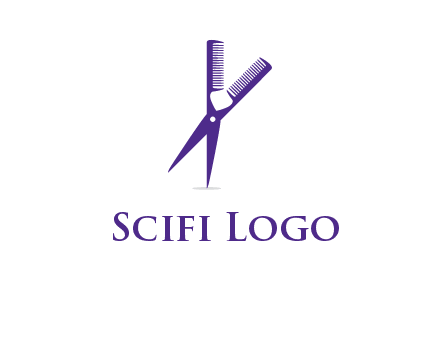 comb and scissors barber logo