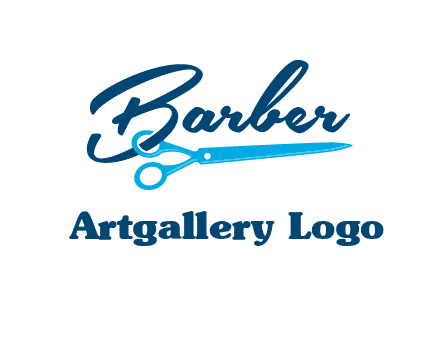 scissor entwined with barber logo