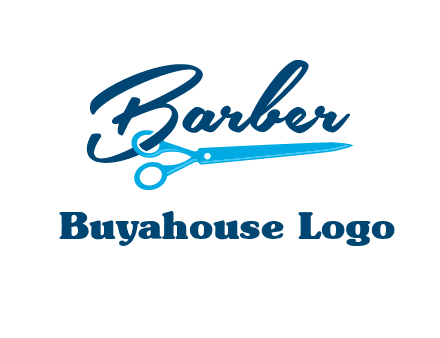 scissor entwined with barber logo