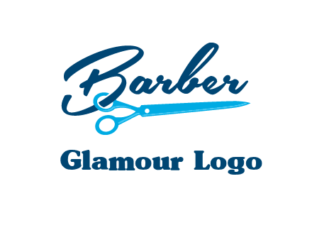 scissor entwined with barber logo