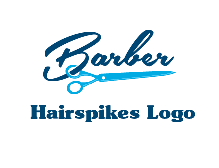 scissor entwined with barber logo