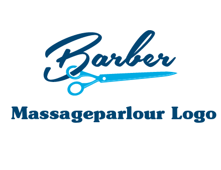 scissor entwined with barber logo