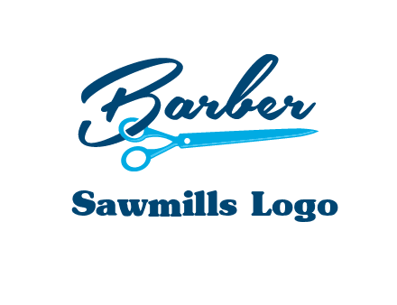 scissor entwined with barber logo