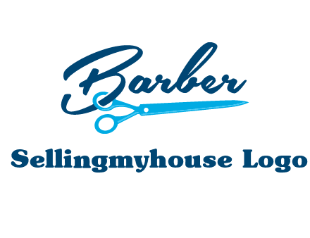 scissor entwined with barber logo