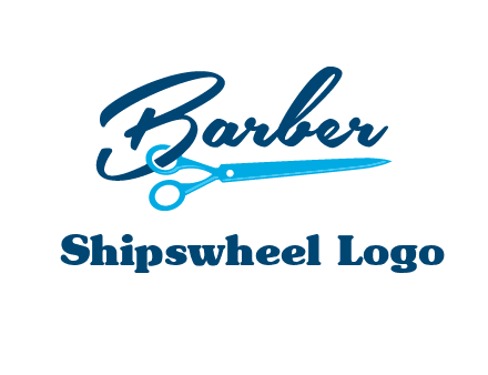 scissor entwined with barber logo