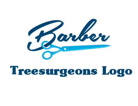 scissor entwined with barber logo
