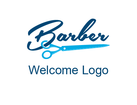 scissor entwined with barber logo