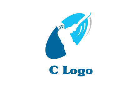 batsmen in circle sports logo