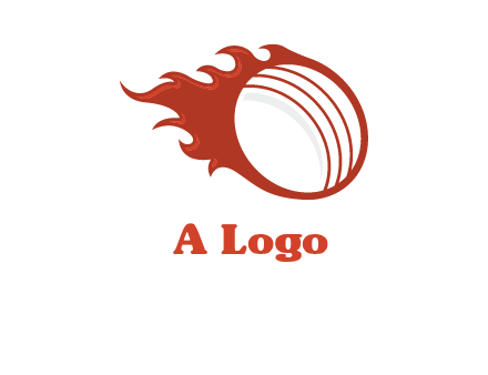 cricket ball fire sports logo