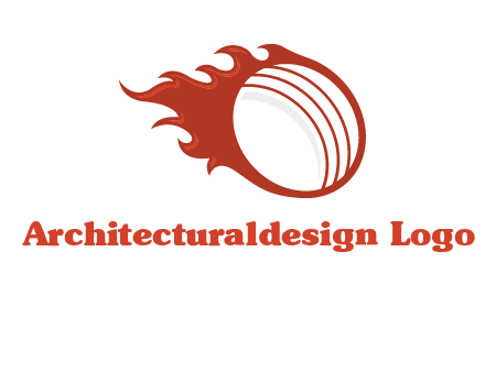 cricket ball fire sports logo