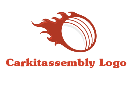 cricket ball fire sports logo