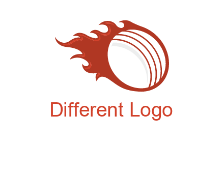 cricket ball fire sports logo