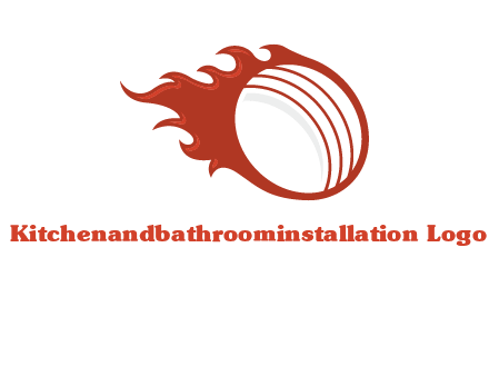 cricket ball fire sports logo