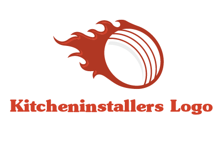 cricket ball fire sports logo