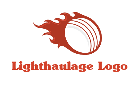cricket ball fire sports logo