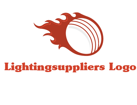 cricket ball fire sports logo