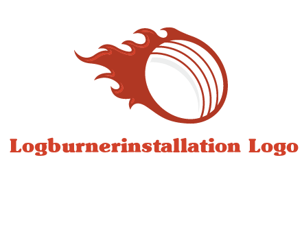 cricket ball fire sports logo