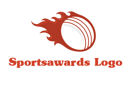 cricket ball fire sports logo