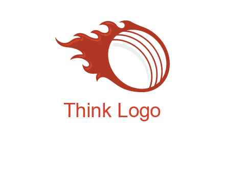 cricket ball fire sports logo