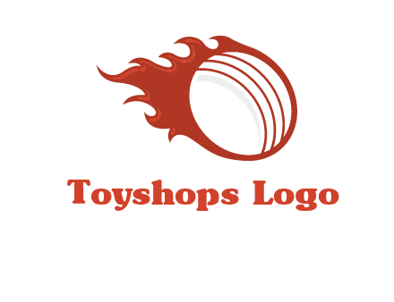 cricket ball fire sports logo
